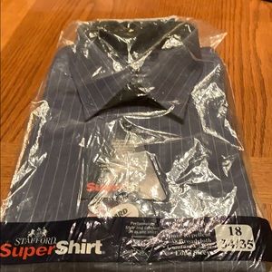 Stafford Button Down Dress Shirt, Blue, Neck-18